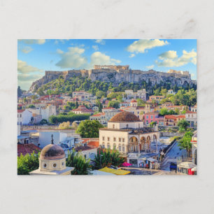 Der Platz Monastiraki von Athen mit Plaka Postkarte