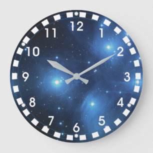 Der Pleiades-Sternhaufen mit weißem Rahmen Große Wanduhr