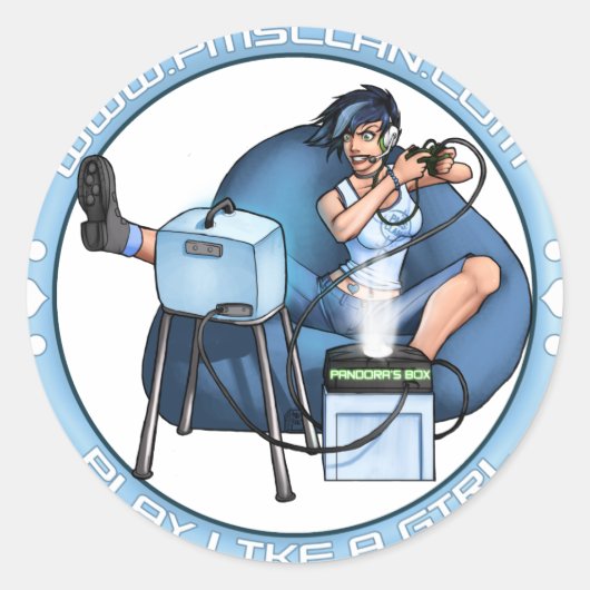 Der PMS Aufkleber-Büchse der Pandora Blau 2 Runder Aufkleber (Vorderseite)