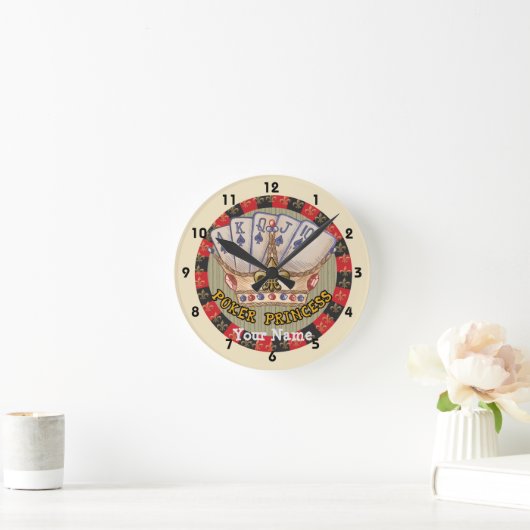 Der Poker Princess Clock Runde Wanduhr (Zuhause)