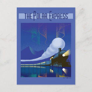Der Polar Express   Nordlichter Vintage-Reise Feiertagspostkarte