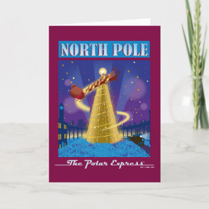 Der Polar Express Nordpol Vintage Reise Kunst Feiertagskarte