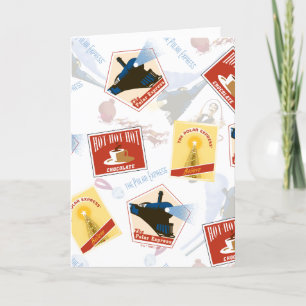 Der Polar Express Retro-Sticker-Muster Feiertagskarte