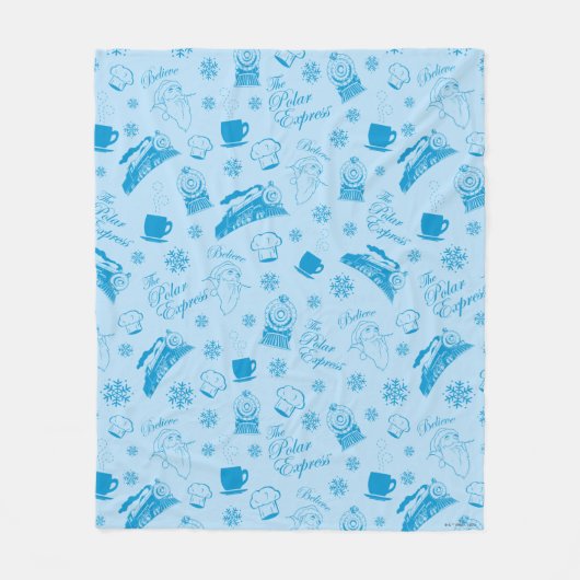 Der Polarexpress | Blaues Holiday Icon Muster Fleecedecke (Vorderseite)