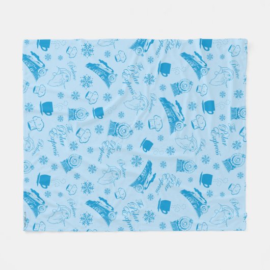 Der Polarexpress | Blaues Holiday Icon Muster Fleecedecke (Vorderseite (Horizontal))