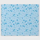 Der Polarexpress | Blaues Holiday Icon Muster Geschenkpapier (Flach)