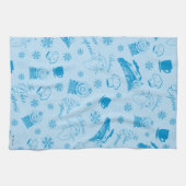 Der Polarexpress | Blaues Holiday Icon Muster Geschirrtuch (Horizontal)