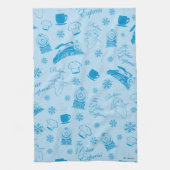 Der Polarexpress | Blaues Holiday Icon Muster Geschirrtuch (Vertikal)