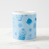 Der Polarexpress | Blaues Holiday Icon Muster Jumbo-Tasse (Vorderseite)