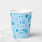 Der Polarexpress | Blaues Holiday Icon Muster Pappbecher (Rechts)