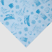 Der Polarexpress | Blaues Holiday Icon Muster Seidenpapier (Ausschnitt)