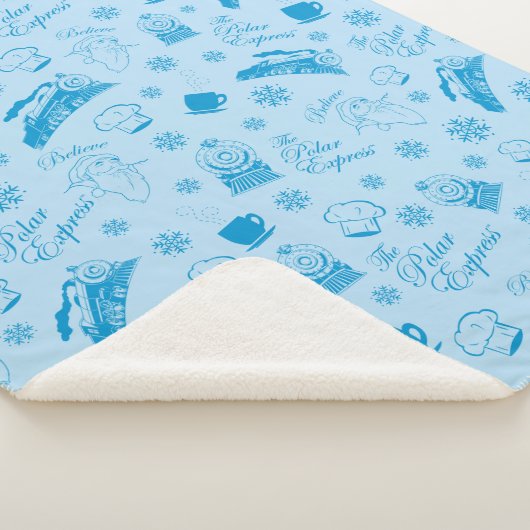 Der Polarexpress | Blaues Holiday Icon Muster Sherpadecke (3/4)