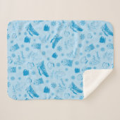 Der Polarexpress | Blaues Holiday Icon Muster Sherpadecke (Vorderseite (Horizontal))