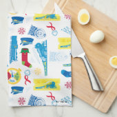 Der Polarexpress | Christmas Icon Muster Geschirrtuch (Viertel Falte)