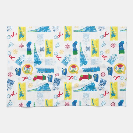 Der Polarexpress | Christmas Icon Muster Geschirrtuch (Horizontal)