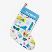 Der Polarexpress | Christmas Icon Muster Kleiner Weihnachtsstrumpf (Vorderansicht (hängend))