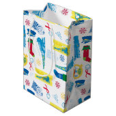 Der Polarexpress | Christmas Icon Muster Mittlere Geschenktüte (Rückseite Schrägansicht)