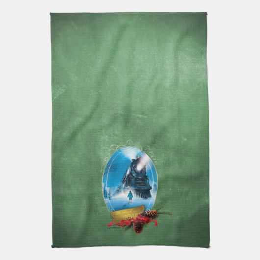 Der Polarexpress | Holiday Gerahmt Train Anreise Geschirrtuch (Vertikal)