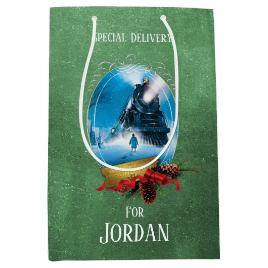 Der Polarexpress | Holiday Gerahmt Train Anreise Mittlere Geschenktüte (Vorderseite)