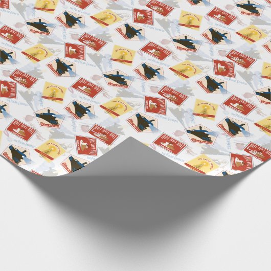 Der Polarexpress | Muster für Retro-Aufkleber Geschenkpapier (Ecke)