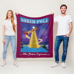 Der Polarexpress   North Pole Vintage Travel Art Fleecedecke