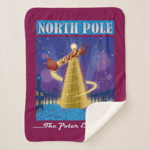 Der Polarexpress   North Pole Vintage Travel Art Sherpadecke