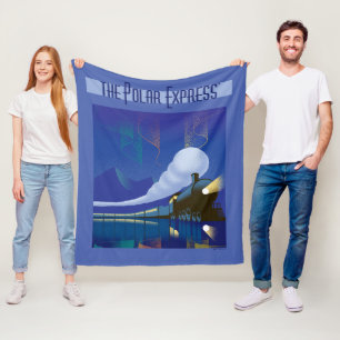 Der Polarexpress   Northern Lights Vintage Travel Fleecedecke