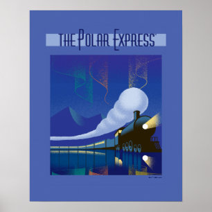 Der Polarexpress   Northern Lights Vintage Travel Poster
