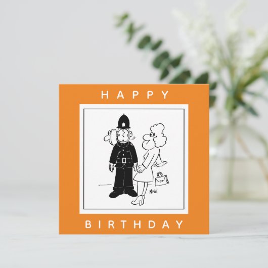 Der Polizist hat den Cartoon der Uhr. Karte (Stehend Vorderseite)