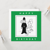 Der Polizist hat den Cartoon der Uhr. Karte (Vorderseite/Rückseite Beispiel)