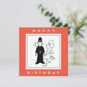 Der Polizist hat den Cartoon der Uhr. Karte (Stehend Vorderseite)