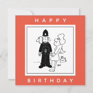 Der Polizist hat den Cartoon der Uhr. Karte