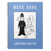 Der Polizist hat den Cartoon der Uhr. Notizblock (Vorderseite)