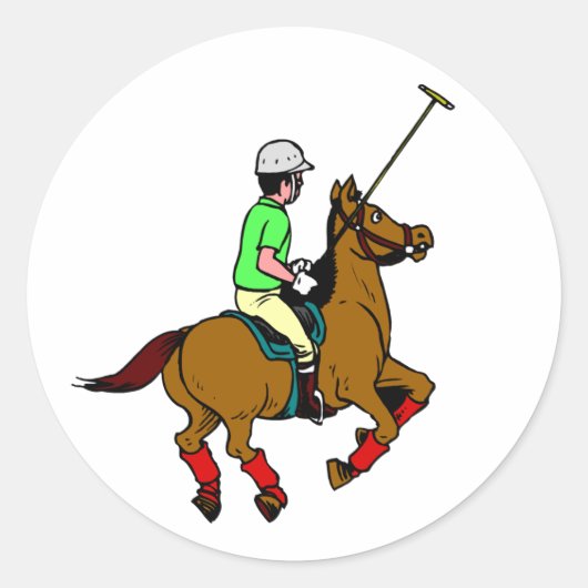 Der Polo Player trainiert Reitsport Runder Aufkleber (Vorderseite)