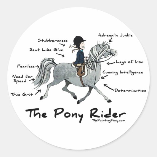 Der Pony Rider Runder Aufkleber (Vorderseite)