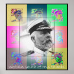 Der Pop Art Captain Smith von RMS Titanic Poster<br><div class="desc">Captain Smith sah genau so aus, wie der Captain eines großen Schiffes aussehen sollte. Er war auch charismatisch. Titanics Jungfernfahrt sollte sein letzter Auftrag sein, bevor er in den Ruhestand geht. Es stellte sich natürlich heraus, dass es sein letzter Auftrag war, und wie es die Kapitäne müssen, ging er mit...</div>