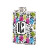 Der Pop-Kunst-Ananas-und Palmblatt-| Monogramm Flachmann (Links)