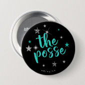 Der Posse Disco Junggesellinnenabschied Teal ID925 Button (Vorne & Hinten)