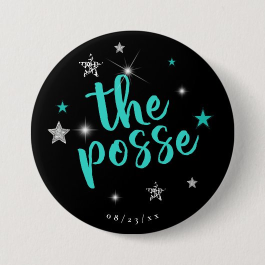 Der Posse Disco Junggesellinnenabschied Teal ID925 Button (Vorderseite)