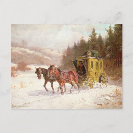Der Post Coach im Schnee Postkarte (Vorderseite)