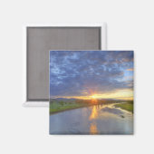 Der Powder River fängt letztes Licht in Custer Magnet (Vorderseite/Rückseite)