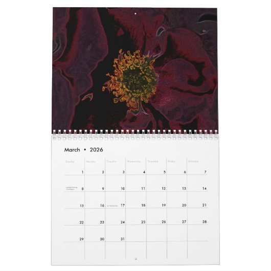 Der Power der Blume Kalender (Mär 2026)