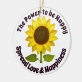 DER POWER, DER EIN GLÜCKLICHER SONNENBLUMENORNAMEN KERAMIK ORNAMENT (Links)