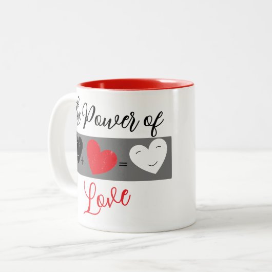 der Power der Liebe Schwarz, Rot und Weiß Zweifarbige Tasse (Vorderseite Links)