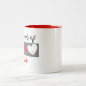 der Power der Liebe Schwarz, Rot und Weiß Zweifarbige Tasse (Mittel)