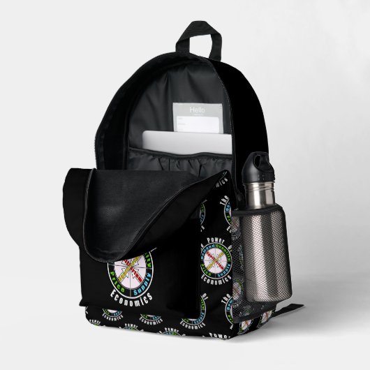 Der Power der Ökonomie Bedruckter Rucksack (Rückseitige Ecke links (Offen) )