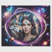 Der Power des mystischen Wolfs Geschenkpapier (Flach)