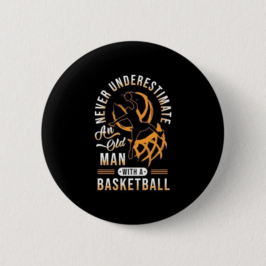 Der Power eines alten Mannes mit einem Basketball Button (Vorderseite)