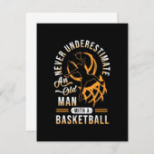 Der Power eines alten Mannes mit einem Basketball Dankeskarte (Vorne/Hinten)
