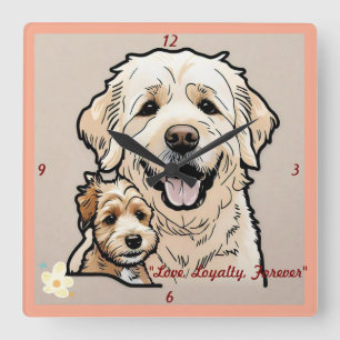 "Der Power von Haustieren" Quadratische Wanduhr